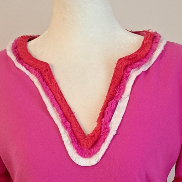 Trina Turk Short Sleeve Fringe NecklineTrim Mini Dress Size 2 NWT - Picture 4 of 9